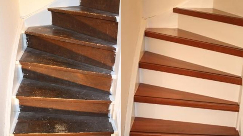 Traprenovatie van VIOS, voor en na.